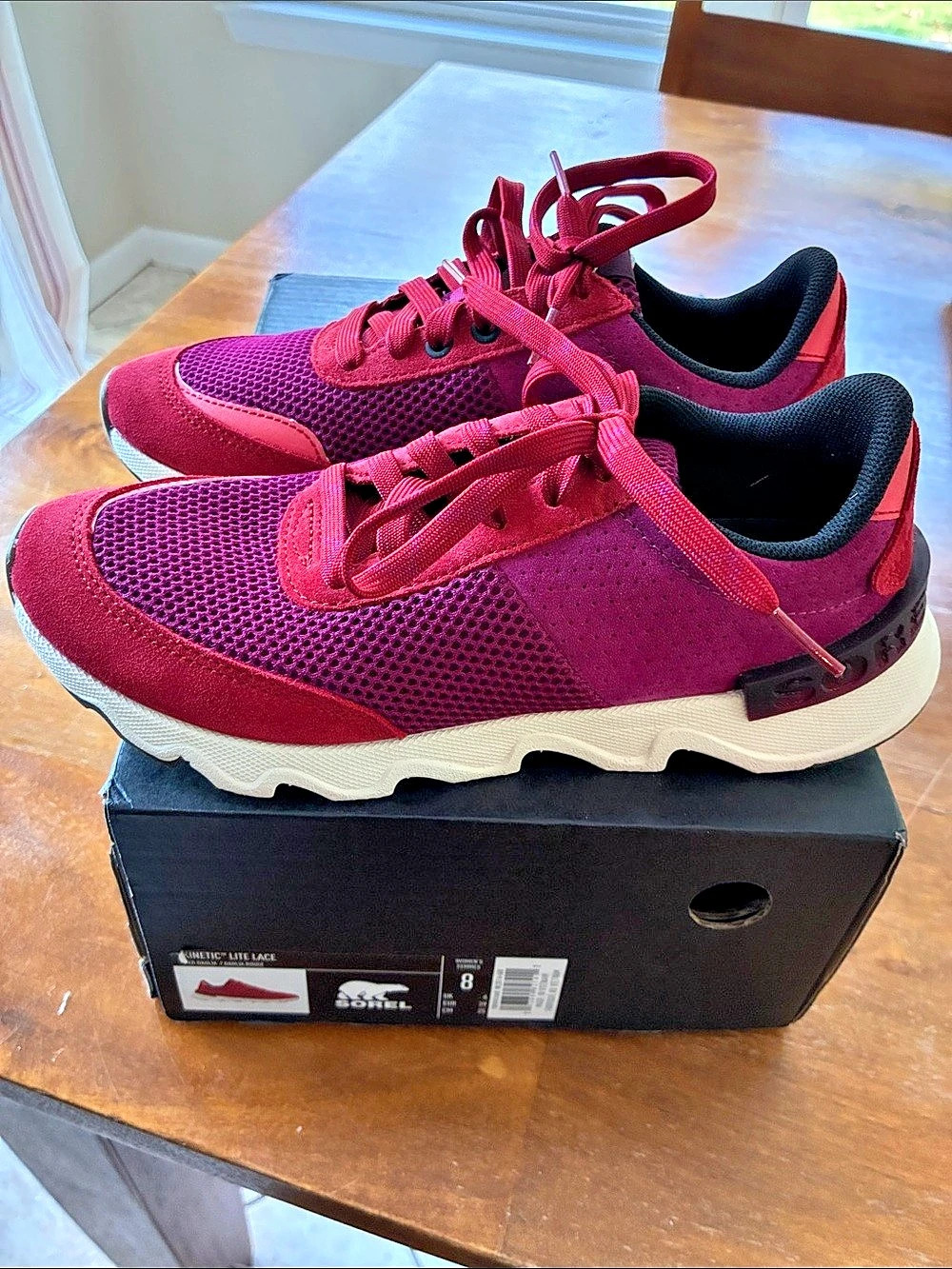 Sorel Kinetic Lite Lace Sneaker Athletic Shoes Pink & Black US 8